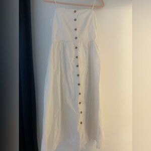 H&M White Button-Front Midi Dress